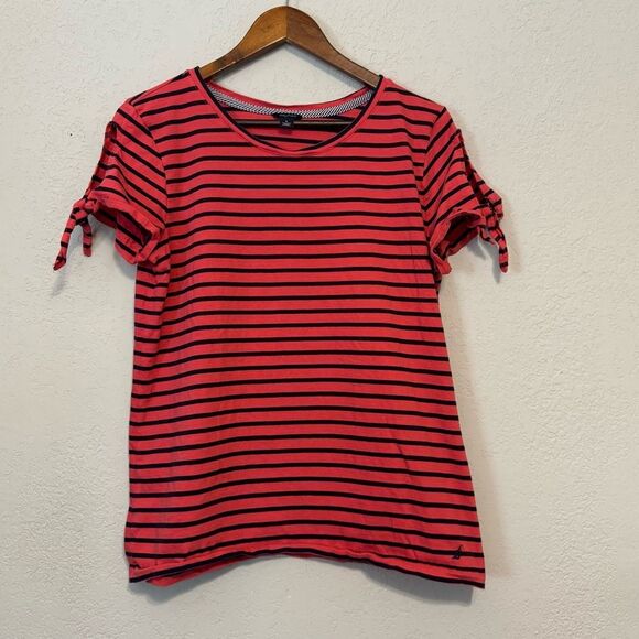 Women's Nautica Red and Navy Striped Short Sleeve Tee - Picture 2 of 9